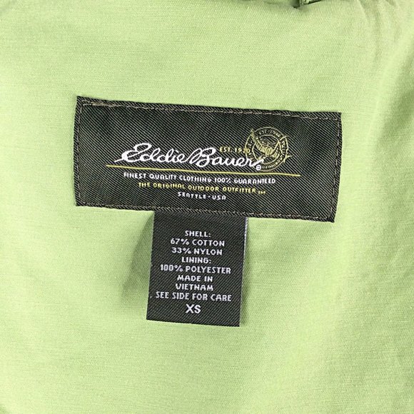 Eddie Bauer Trench Coat Womens Size XS Green Cotton Nylon Blend Mid Length - Picture 9 of 9